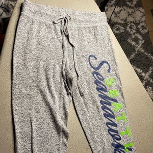 Grey washed sweats/leggings with seahawk logo
